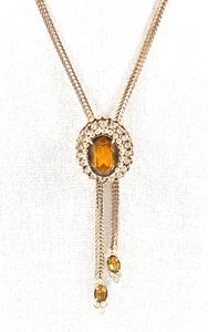 Coro Pegasus Topas farbige Strass Lariat Halskette goldfarben Pat Anhänger 16" - Bild 1 von 8