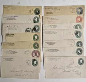 NORTH DAKOTA Lot von 14 bedruckten Eck-Briefpapierbriefen meist verschiedene Städte - Bild 1 von 4