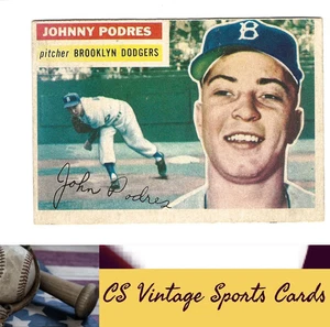 Johnny Podres 1956 Topps #173b espalda gris baja calidad/relleno - Imagen 1 de 2