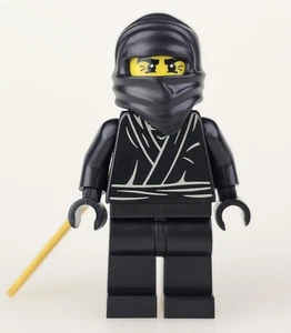 Ninja con spada dorata vesti nere minifigure Lego originale della serie 1 - Foto 1 di 12
