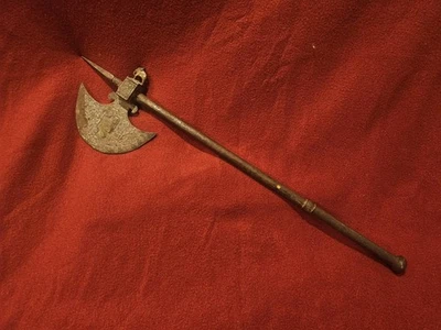 Antique Ornate Hand Crafted Battle Axe With Hidden Dagger From India - Image 1 of 4