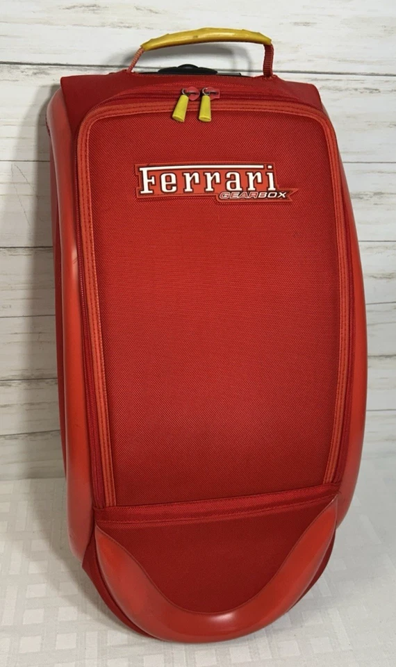 Ferrari Gearbox Carry On Travel Rolling Roller Bag Suitcase Red Yellow 23”x 12" - Image 1 of 4