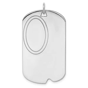 Ciondolo disco anteriore/posteriore lucido targhetta cane incisa argento sterling Rh-plt - Foto 1 di 4