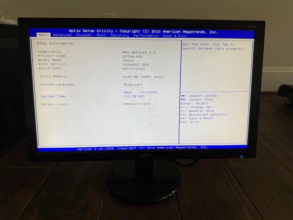 Acer K242HQL 24-inch 1080p Gaming Monitor USED WORKING - Image 1 of 3