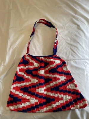 Red, white & blue Bilum Bag Papua New Guinea - Image 1 of 4