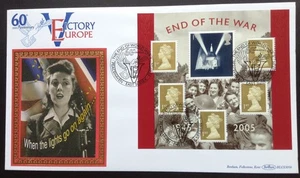 GB QEII Benham 2005 Kriegsende M/Blatt auf Ersttagsbrief, Peacehaven S/H/S - Bild 1 von 3