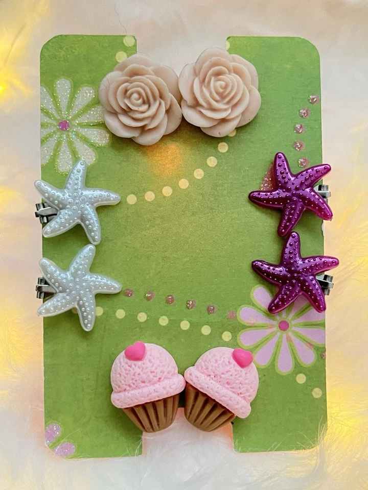 Handgefertigte Unikate Set OhrClips Clipper Für Kinder Ohne Loch Clip On Ohrring - Bild 1 von 1