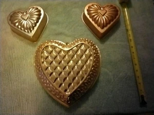Vintage 1970's  Set Of 3 Jello Mold Hearts. Never Used. - Picture 1 of 3