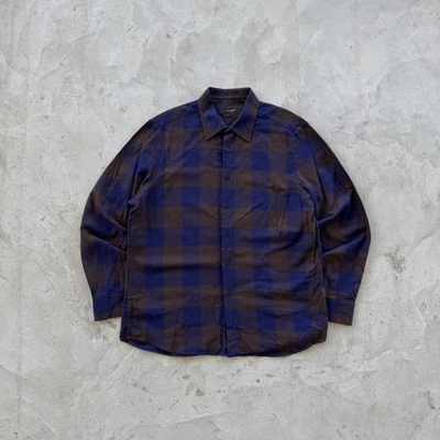 Vintage Givenchy Plaid Button Ups Shirt Size 18 Blue - Image 1 of 4