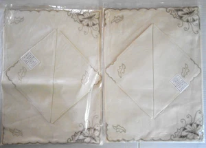 VTG  16 Piece Linen Hand Embroidered &Cutwork 8 Placemats-8 Napkins Portugal NEW - Picture 1 of 6