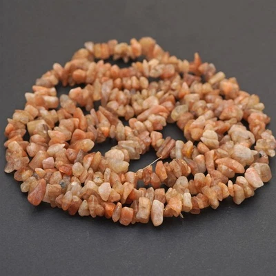 30" strand small brown and gold sunstone chip beads semiprecious avg 6mm 7mm - Image 1 of 4