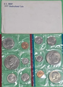 1977 P & D Uncirculated 12 Coin Set U.S Mint w/Eisenhower Dollars Original GP - Picture 1 of 8