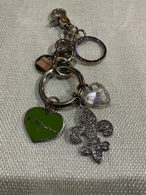 Kathy Van Zeeland Plata Corazón Llavero Bolso Dije Cristal Corazones Cartera Joyería Foto 1 de 2