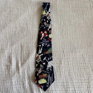 Nicole Miller Neck Tie Vintage 1993 Champagne Food & Wine Hand Sewn 100% Silk - Picture 1 of 6