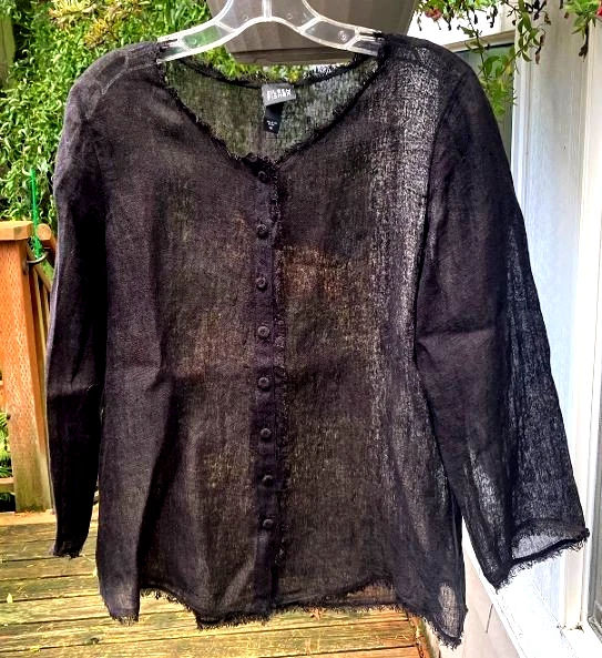 Chaqueta Top/Capas EILEEN FISHER Negra 100% Lino Fino, Talla Mediana Foto 1 de 4