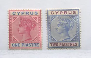 Chipre QV 1894 1 y 2 piastras como nuevo o.g. bisagras - Imagen 1 de 1
