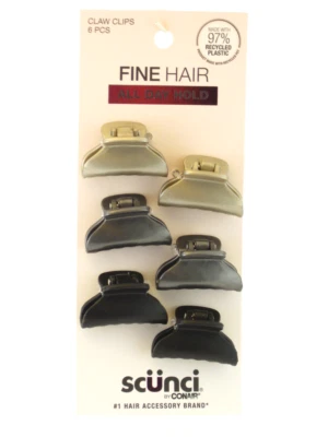 SCUNCI FINE HAIR JAW CLIPS - 6 PCS. (32683) - Image 1 of 4