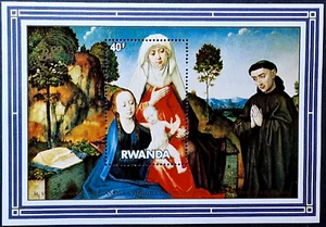 Rwanda 1982 MNH - Religion Art Paintings Stamp Block - Picture 1 of 6