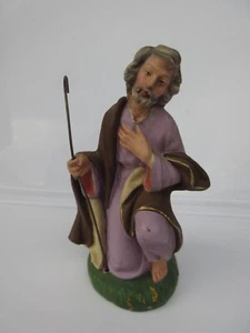 Vintage Fontanini Italy Paper Mache Kneeling Joseph Shepherd 5 1/2" Nativity 7" - Picture 1 of 10