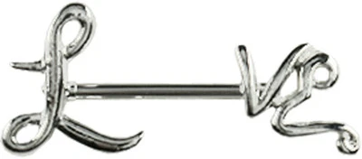 Brust Piercing Schmuck Schild Love mit einem Stab in 1,6mm, Hantel Länge 12-16mm - Bild 1 von 2