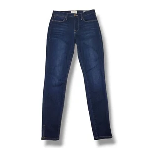 Frame Le High Skinny Jeans Womens 24 Dark Wash Notch Hem - Picture 1 of 9