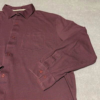 Left Coast Tee Shirt Mens XL Red Blue Plaid Long Sleeve Button Up Pima Cotton - Image 1 of 4