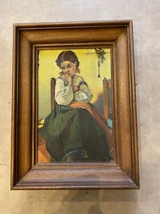 PORTRAIT DE JEUNE FILLE HUILE SUR TOILE SIGNATURE ILLISIBLE EUROPE DE L'EST 1960 - Foto 1 di 8