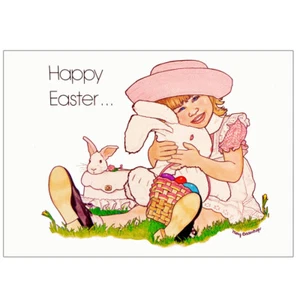 Easter Card Bunny Hugs 5 x 7 with envelope - Picture 1 of 1