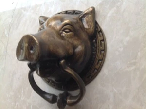 8.07" inches Vintage Antique Pig Animal Head Brass Door Knocker Express Shiping - Picture 1 of 4