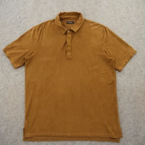 Zara Polo Shirt Mens Large Brown Faux Suede Short Sleeve Casual - Picture 1 of 11