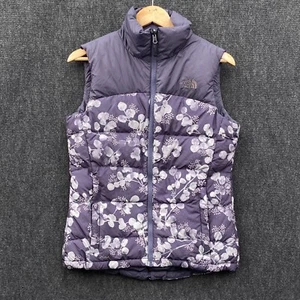 The North Face Nuptse Womens Small 700 Down Full Zip Puffer Vest Purple Floral - Picture 1 of 18