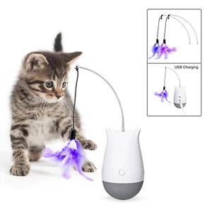 Cat Feather Toy USB Charging Teaser Kitten Interactive Play Pet Automatic Toys - Picture 1 of 12