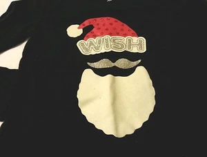 Mädchen Shirts XS 4-5 Kinder Oberteil schwarz Wunsch Nikolausmütze & Bartmuster - Bild 1 von 2