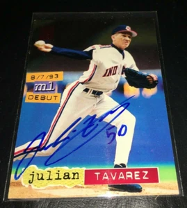 JULIAN TAVAREZ AUTOGRAMM 1994 STADIUM CLUB DEBÜT HANDSIGNIERTE KARTE INDIANER - Bild 1 von 1