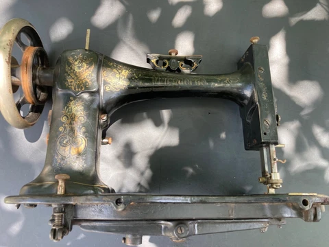 Antique 1879 Household Treadle Sewing Machine head fiddle base Marguerite Rare Cover