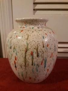 Hermoso jarrón de porcelana estilo goteo firmado - Imagen 1 de 7
