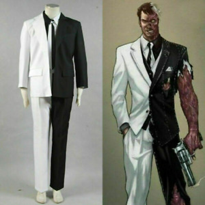 Two-Face Harvey Dent Cosplay Costume Tie Jacket Black White Suit Outfit