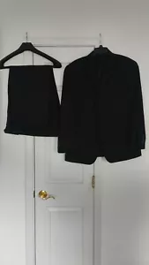 Andrew Fezza Mens Suit (42 SH) and Pant (W 36 SH) Combo Wool Black Striped - Picture 1 of 16