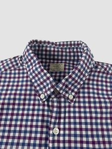 J.Crew Men’s Large 16-16 1/2 Maroon Gingham Dress Shirt Long Sleeve Button Down - Picture 1 of 10