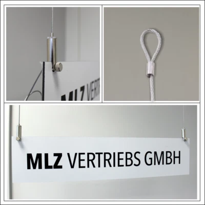 LICHT-ZUBEHOER Zweifach Eco-Abhängeset für Spuckschutz / Displays / Platten / Schilder bis 6mm