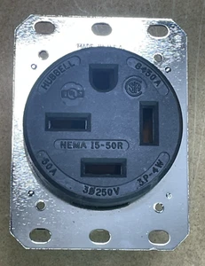Hubbell 50A 3Ph 250V Receptacle 3P 4W, 8450A - Free Shipping - NEW - Picture 1 of 5