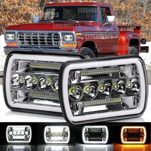 Fit Ford F-100 Custom/Ranger Pickup 1978-83 120W 2pcs 7x6inch 5x7 Led Headlights - Picture 1 of 14