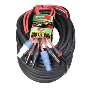 ProX XC-PWC14-DXLR100 100 FT Jumper PowerCon and Dual XLR Link Cable idjnow - Picture 1 of 2