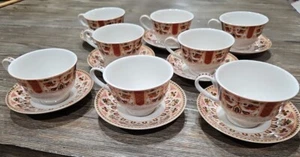 Queens Imari China 16 Piece Set Of 8 Each Cups & Saucers Made In India - Picture 1 of 14
