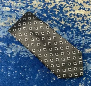 Jos. Corbata de seda geométrica A Bank gris plateada negra azul - Imagen 1 de 4