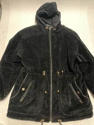 Abrigo forrado de pana negro Skea para mujer con capucha forrada de gamuza talla 8 Foto 1 de 4