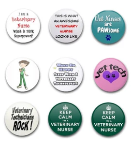 25 MM/1" TIERARZT KRANKENSCHWESTER KNOPFABZEICHEN X9 - Bild 1 von 1