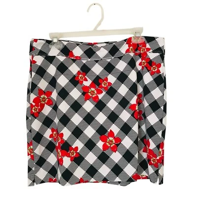 Greg Norman Golf Tenis Floral/A Cuadros Estampado Elástico Falda Deportiva Linda Skort Talla M Foto 1 de 4