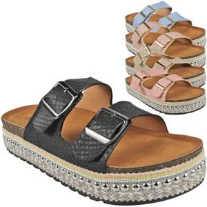 Sandalias de mula de ajuste ancho Zapatos Damas Vacaciones Verano Salón Cómodas Mujeres Tallas - Imagen 1 de 16