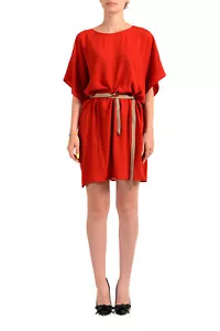 Maison Margiela Women's Red Short Sleeve Belted Shift Dress US M IT 42 - Picture 1 of 5